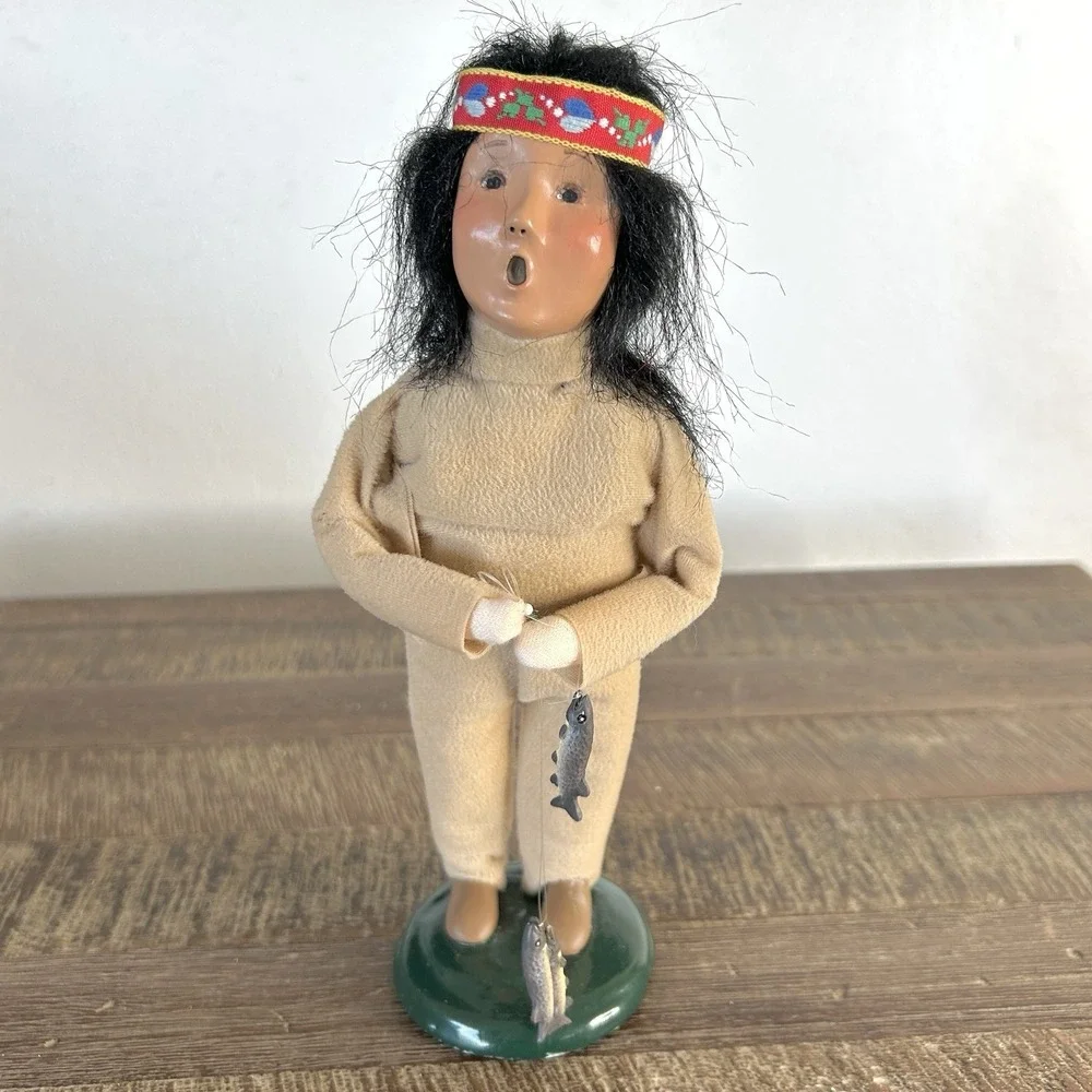 Byers Choice Carolers Native American Boy Figurine Fisherman Thanksgiving 1999